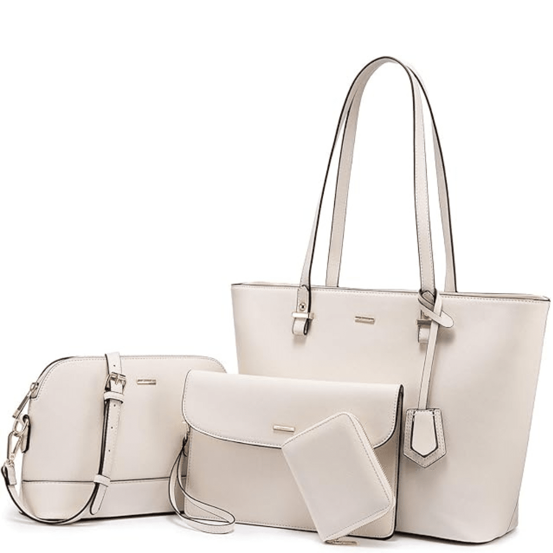 Ava | Women’s Vegan Leather Handbag Set With Tote And Crossbody | Classic