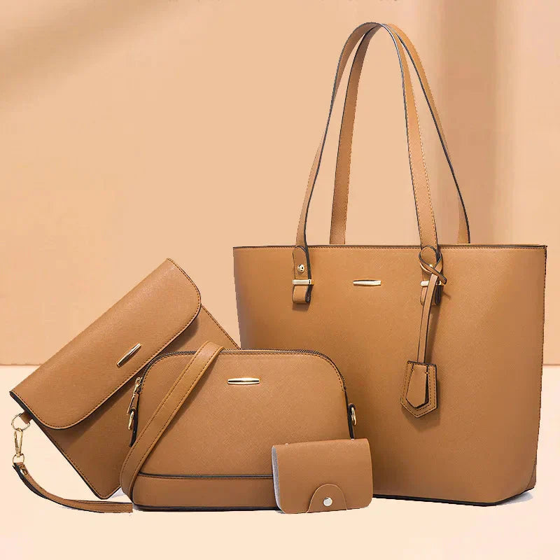Ava | Women’s Vegan Leather Handbag Set With Tote And Crossbody | Classic