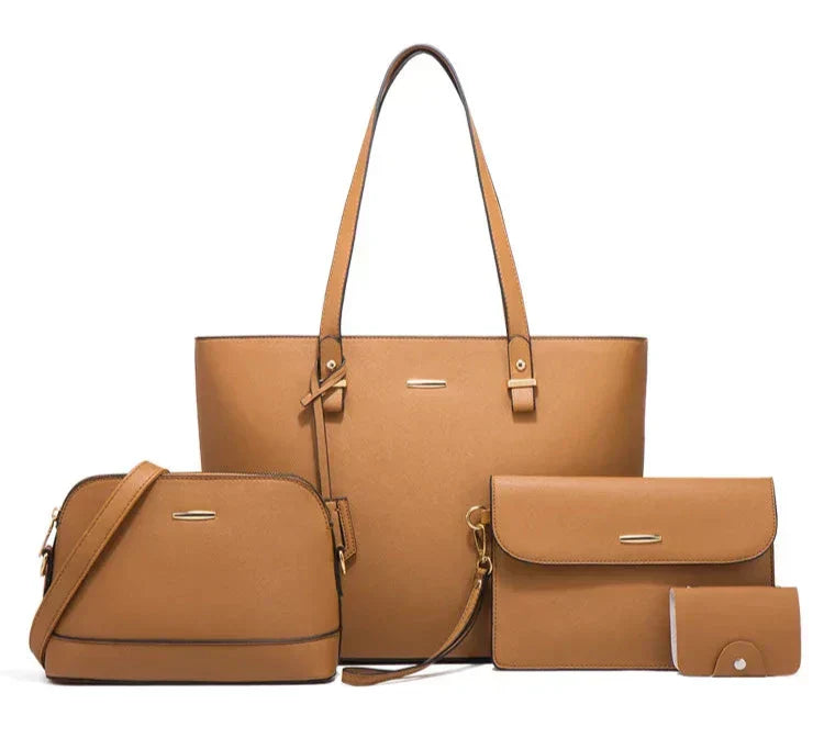 Ava | Women’s Vegan Leather Handbag Set With Tote And Crossbody | Classic