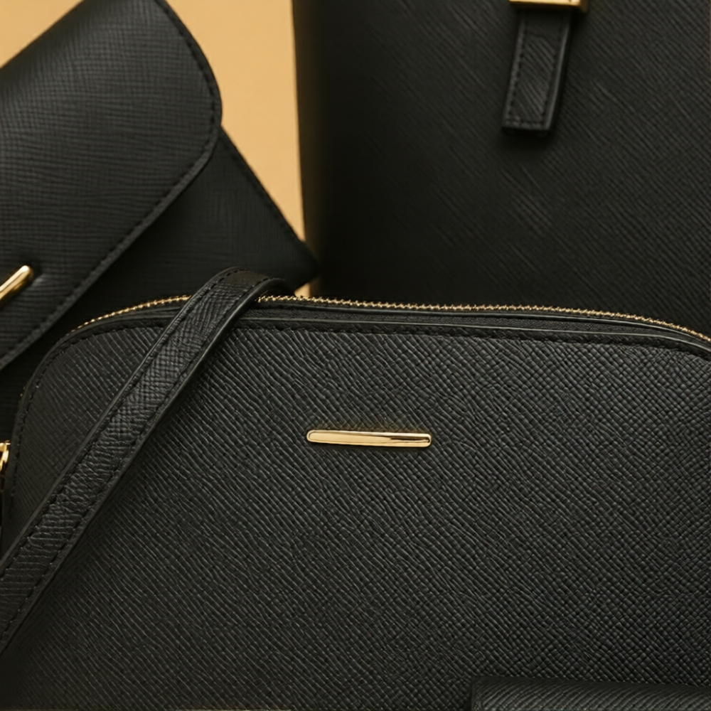 Ava | Women’s Vegan Leather Handbag Set With Tote And Crossbody | Classic