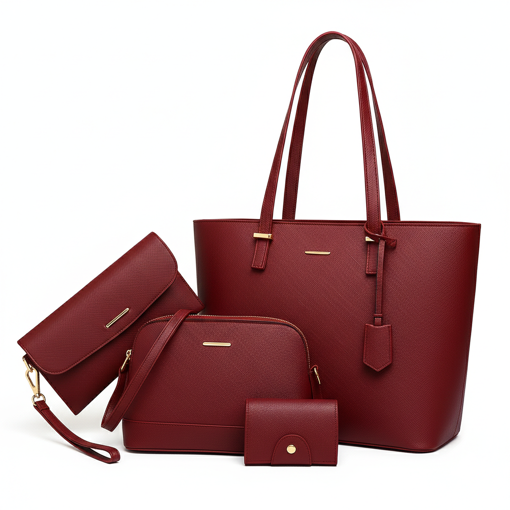 Ava | Women’s Vegan Leather Handbag Set With Tote And Crossbody | Classic