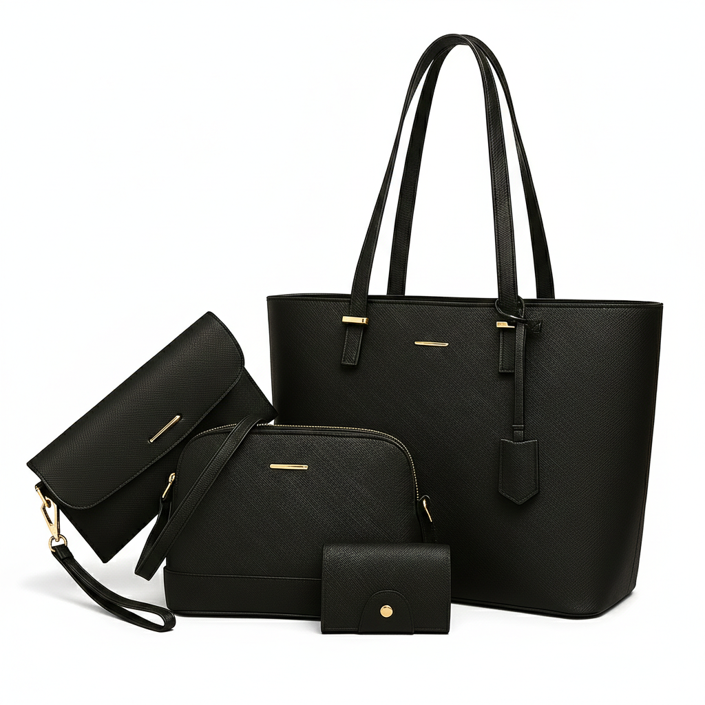 Ava | Women’s Vegan Leather Handbag Set With Tote And Crossbody | Classic