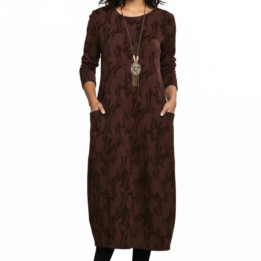 Ava | Women's Wedding Guest Dress With Long Sleeves And Side Pockets | Casual