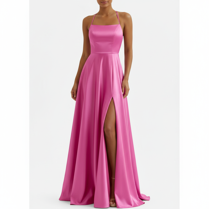 Ava | Women's Wedding Guest Dress With Spaghetti Straps And Side Slit | Elegant