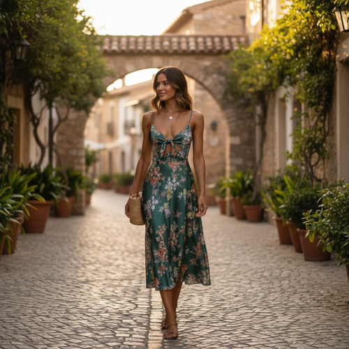 Ava | Women's Wedding Guest Maxi Dress With Spaghetti Straps And Cutout Detail | Summer