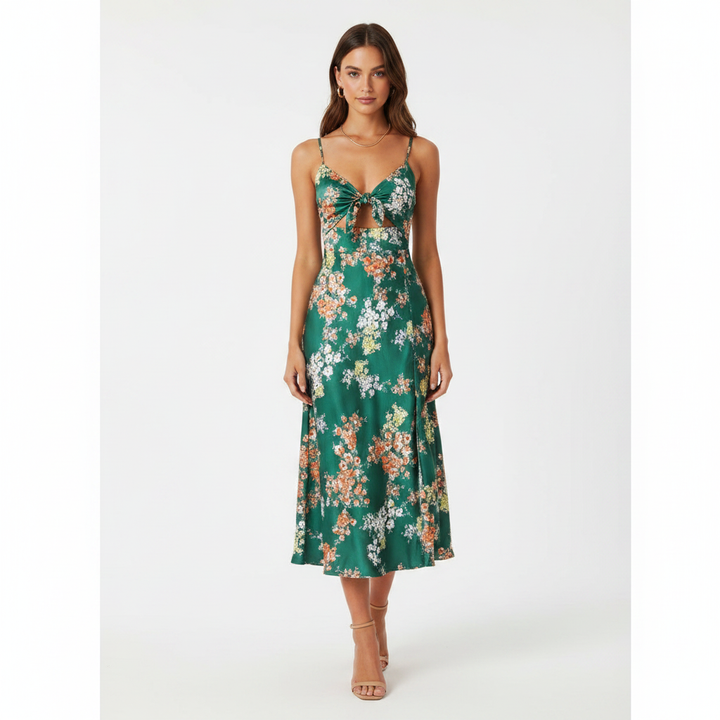 Ava | Women's Wedding Guest Maxi Dress With Spaghetti Straps And Cutout Detail | Summer