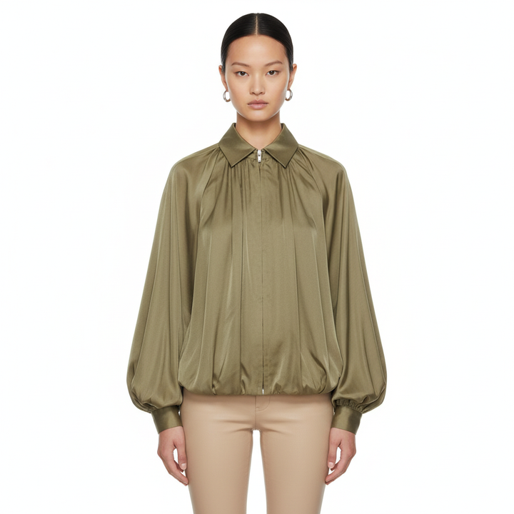 Avery | Women's Bomber Jacket With Zip Closure And Long Sleeves | Casual