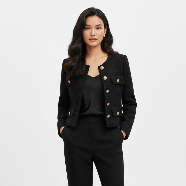 Brielle | Women's Bomber Jacket With Front Buttons And Patch Pockets | Chic