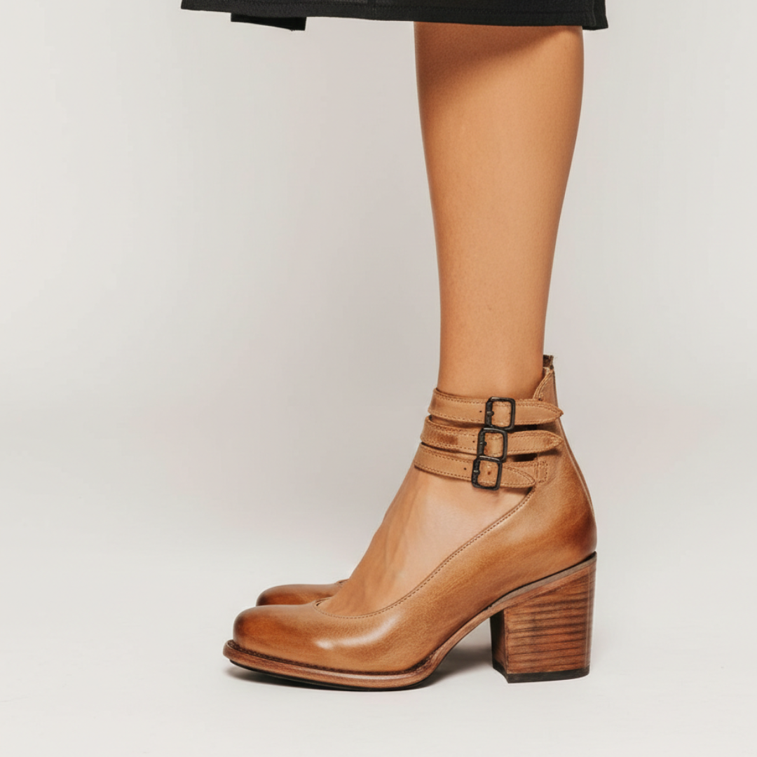 Brielle | Women’s On Shoes With Ankle Straps And Block Heel