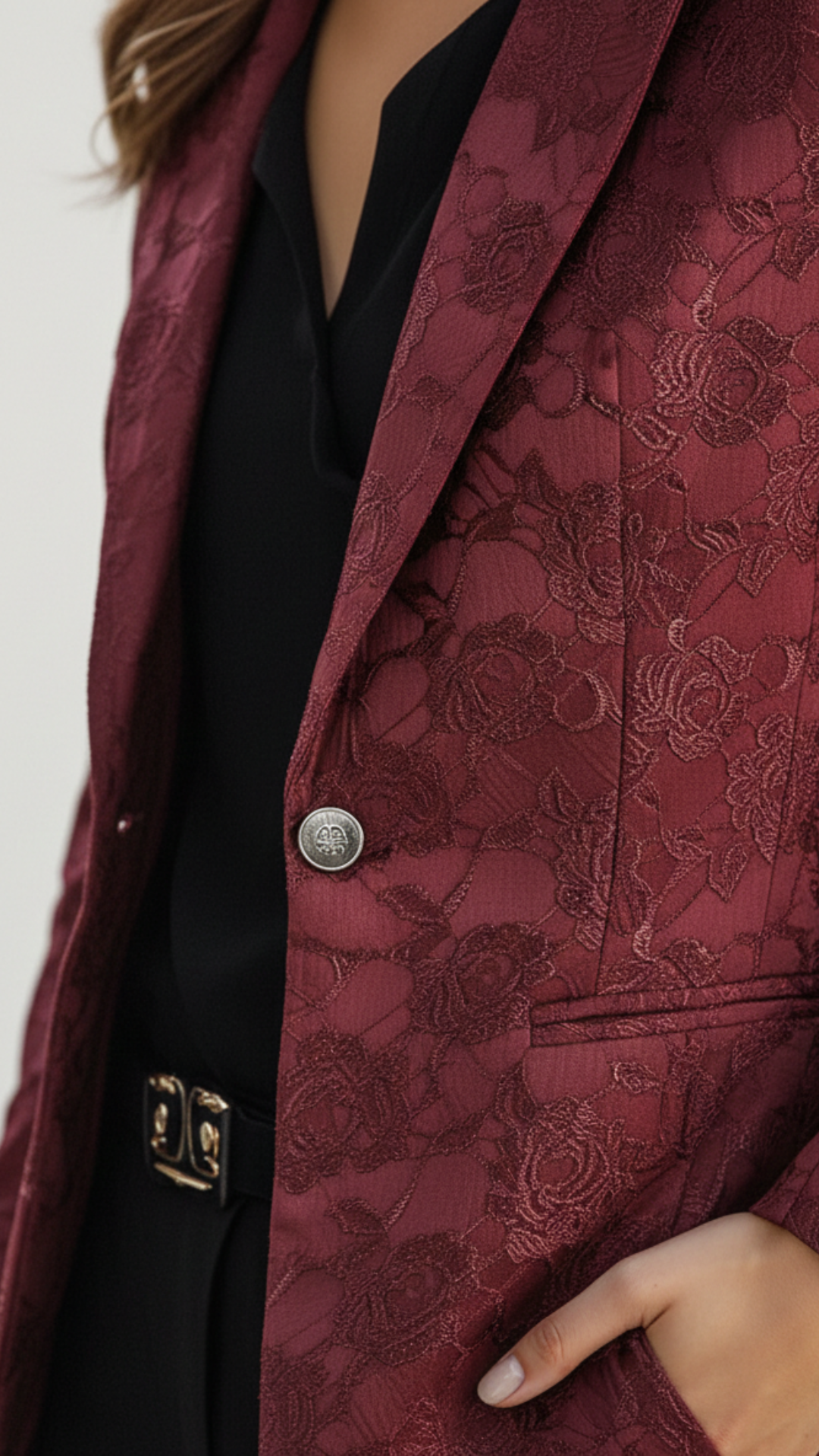 Charlotte | Women’s Blazer With Floral Jacquard Single Breasted
