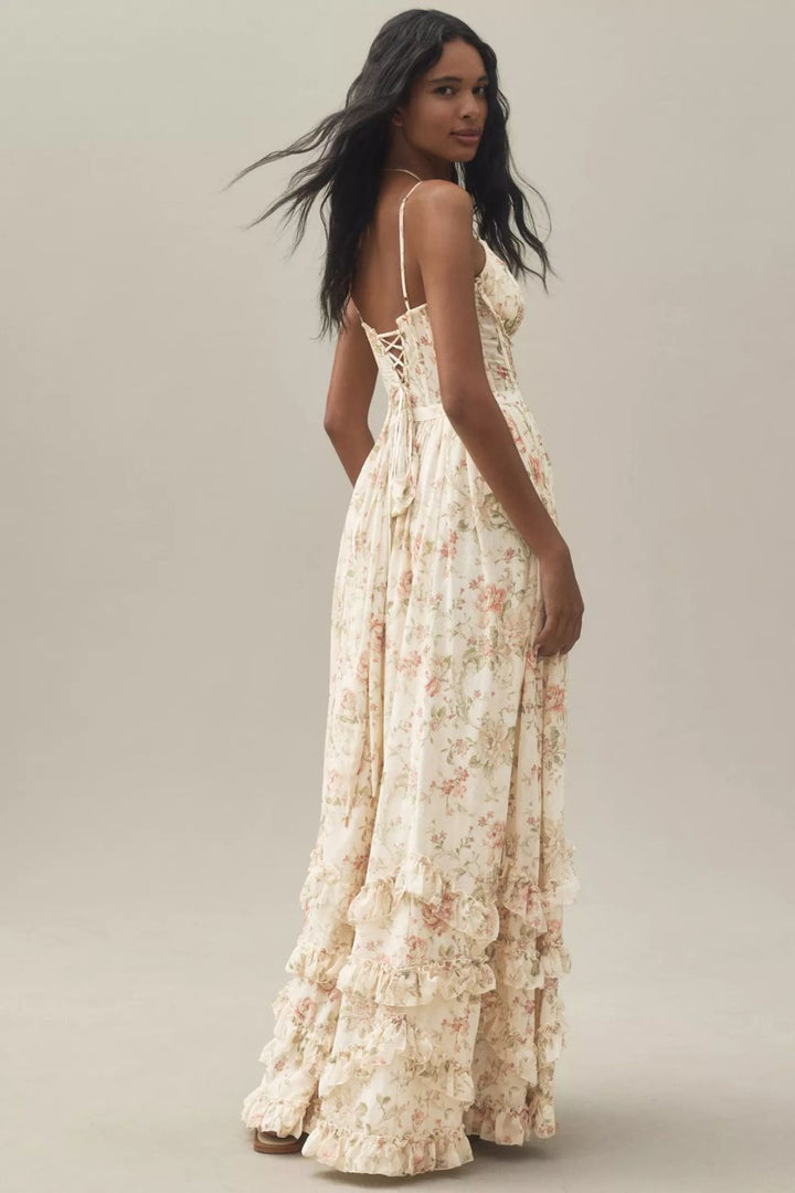 Charlotte | Women's Graduation Dress With Sweetheart Bodice And Flower Print | Feminine