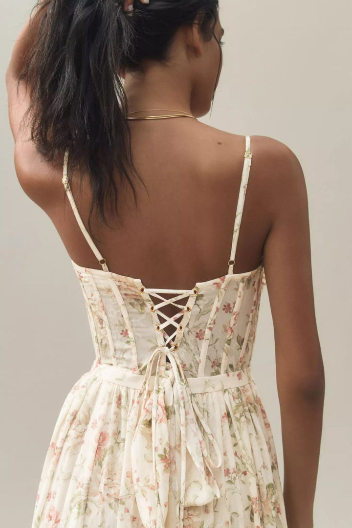 Charlotte | Women's Graduation Dress With Sweetheart Bodice And Flower Print | Feminine