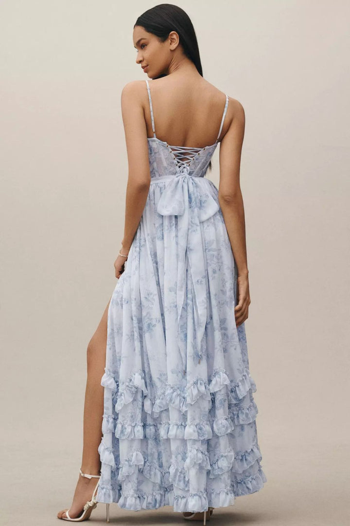 Charlotte | Women's Graduation Dress With Sweetheart Bodice And Flower Print | Feminine