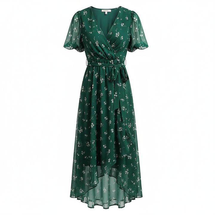 Charlotte | Women's Graduation Midi Dress With V-Neckline And Flutter Sleeves | Elegant