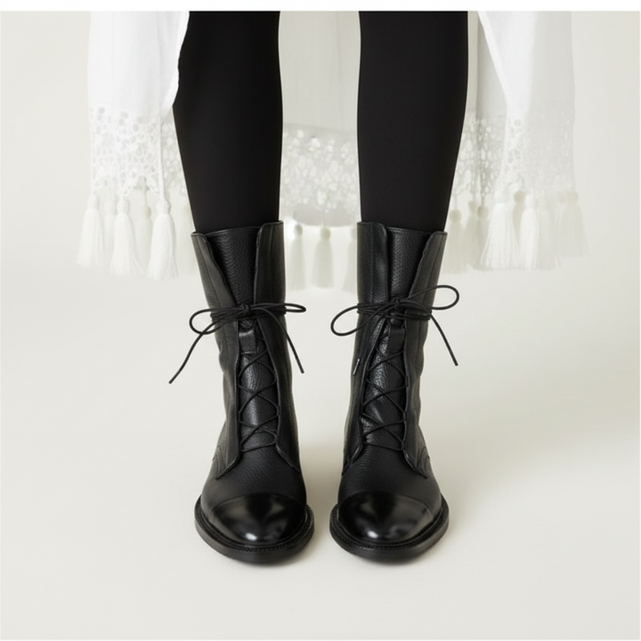 Charlotte | Women's Lace-Up Boots With Pointed Toe And Mid-Calf Design | Classic