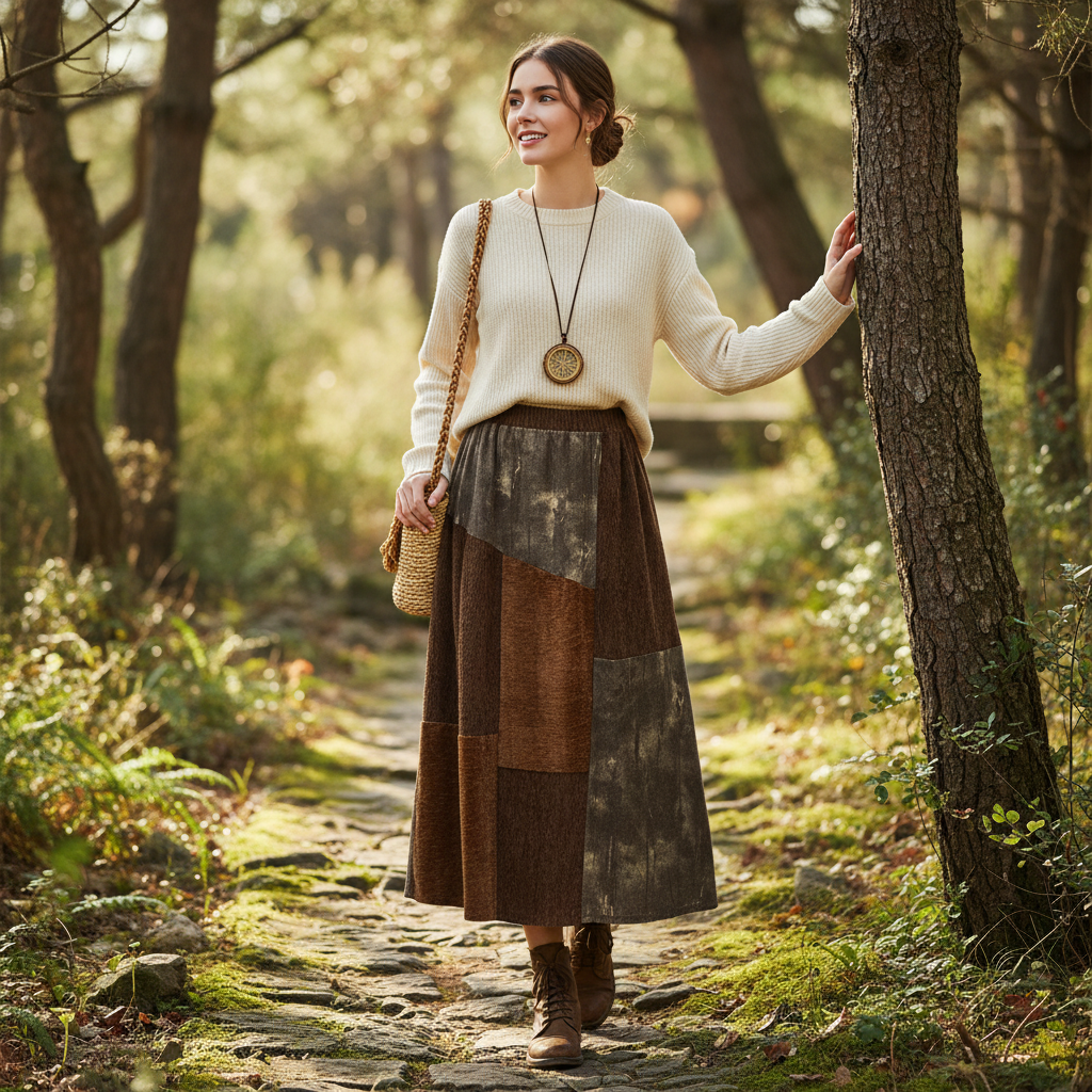 Charlotte | Women's Maxi Skirt With Patchwork Design And Flowy Silhouette | Vintage