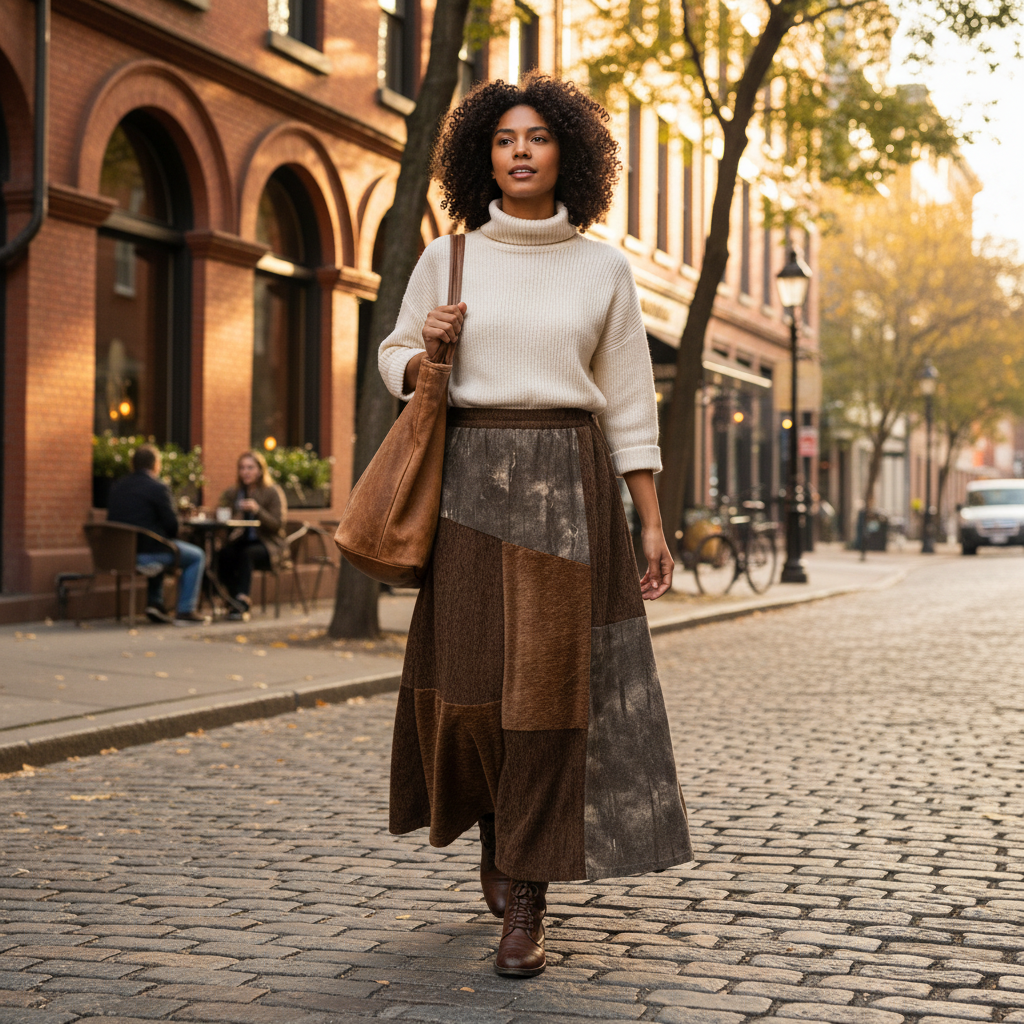 Charlotte | Women's Maxi Skirt With Patchwork Design And Flowy Silhouette | Vintage