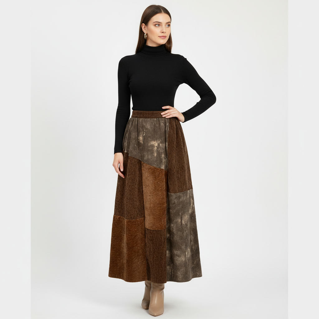 Charlotte | Women's Maxi Skirt With Patchwork Design And Flowy Silhouette | Vintage