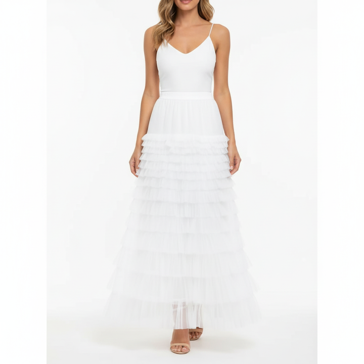 Charlotte | Women's Midi Skirt With Tiered Design And Pleated Layers | Elegant