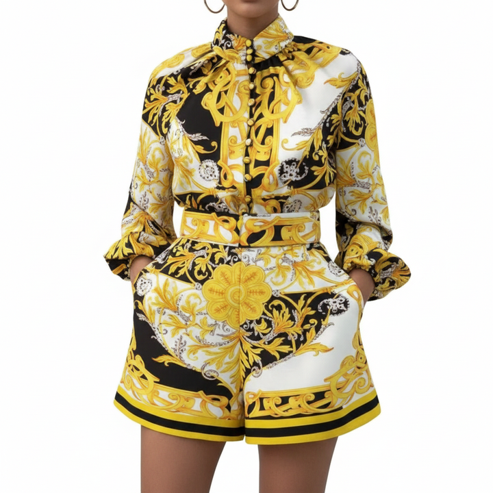 Charlotte | Women's Romper With High Neck And Printed Design | Chic
