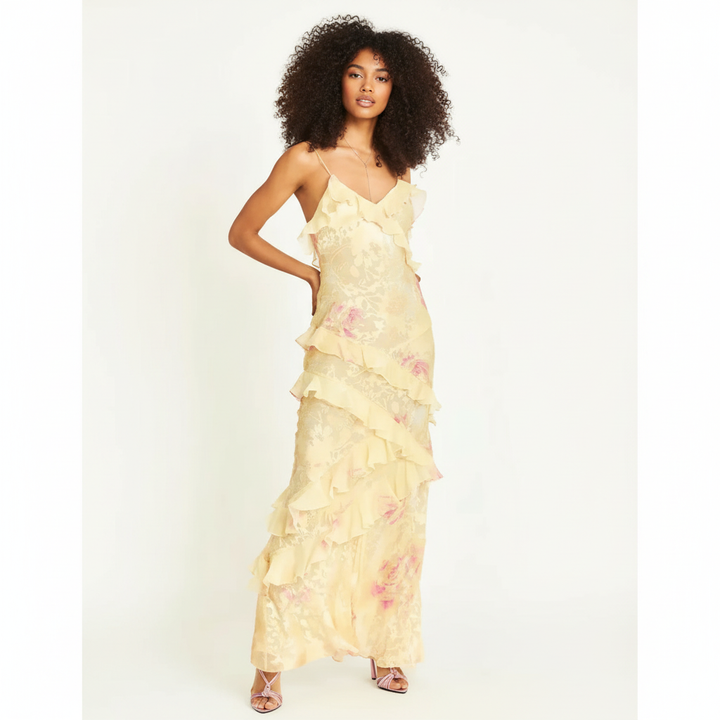Charlotte | Women's Wedding Guest Maxi Dress With Spaghetti Straps And Ruffled Layers | Elegant