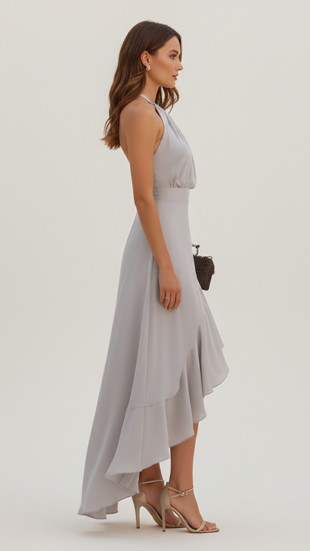 Claire | Women’s Halter Dress With High Neck And Asymmetric Hem