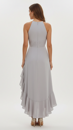 Claire | Women’s Halter Dress With High Neck And Asymmetric Hem