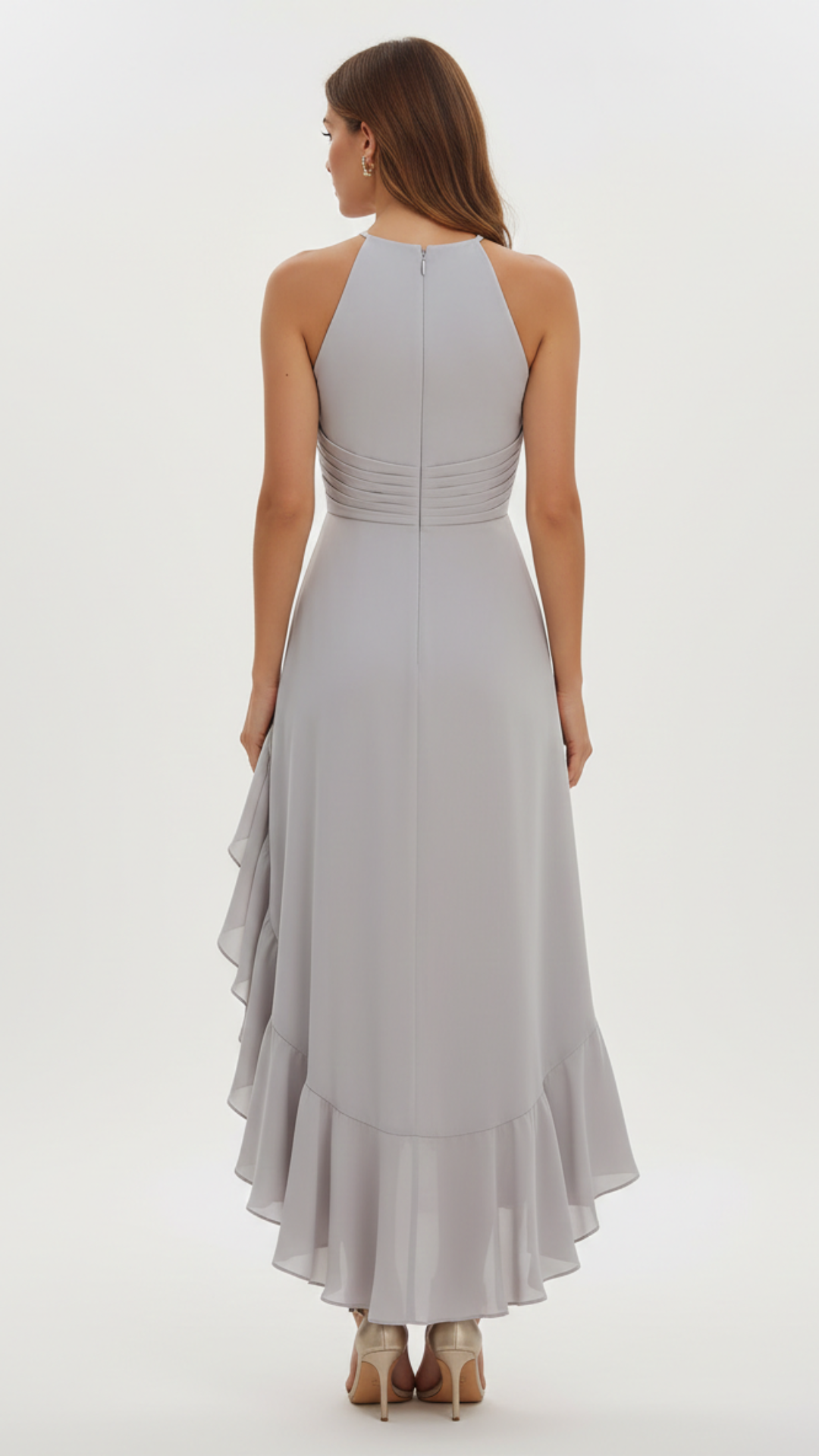 Claire | Women’s Halter Dress With High Neck And Asymmetric Hem