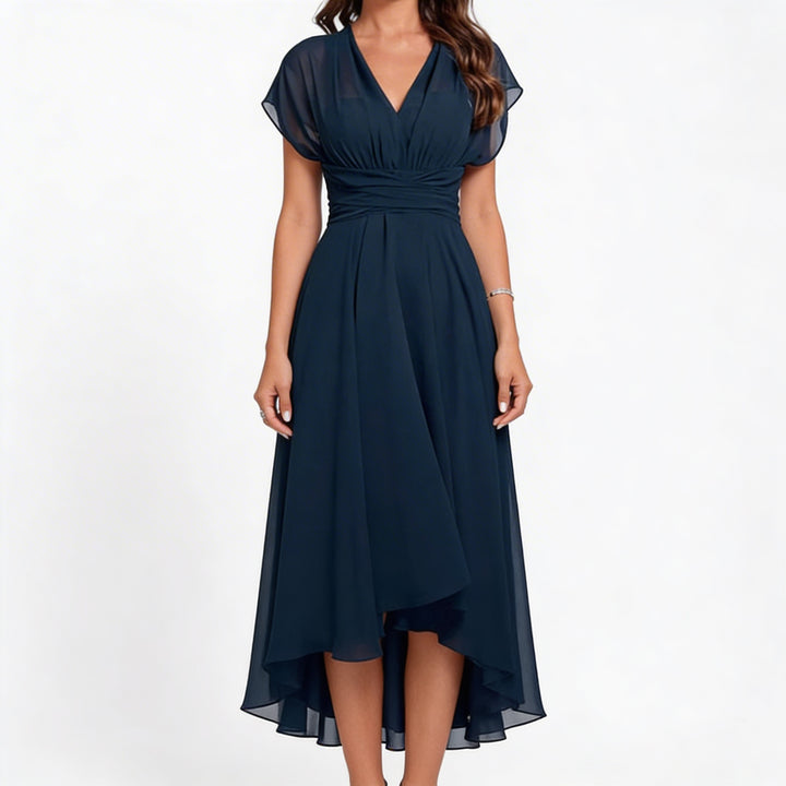 Clara | Women's Cocktail Dress Midi With V-Neckline And Flutter Sleeves | Elegant