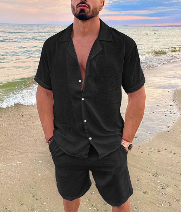 Dawson | Men's Two Piece Set With Cuban Collar And Button Front | Summer