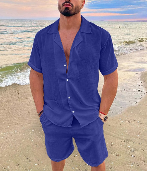 Dawson | Men's Two Piece Set With Cuban Collar And Button Front | Summer