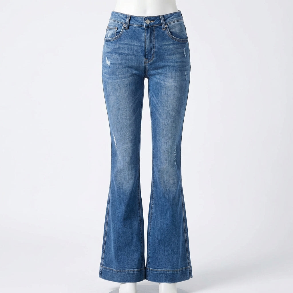 Elara | Women’s Flared Jeans With Floral Embroidery And Flared Leg Silhouette | Retro