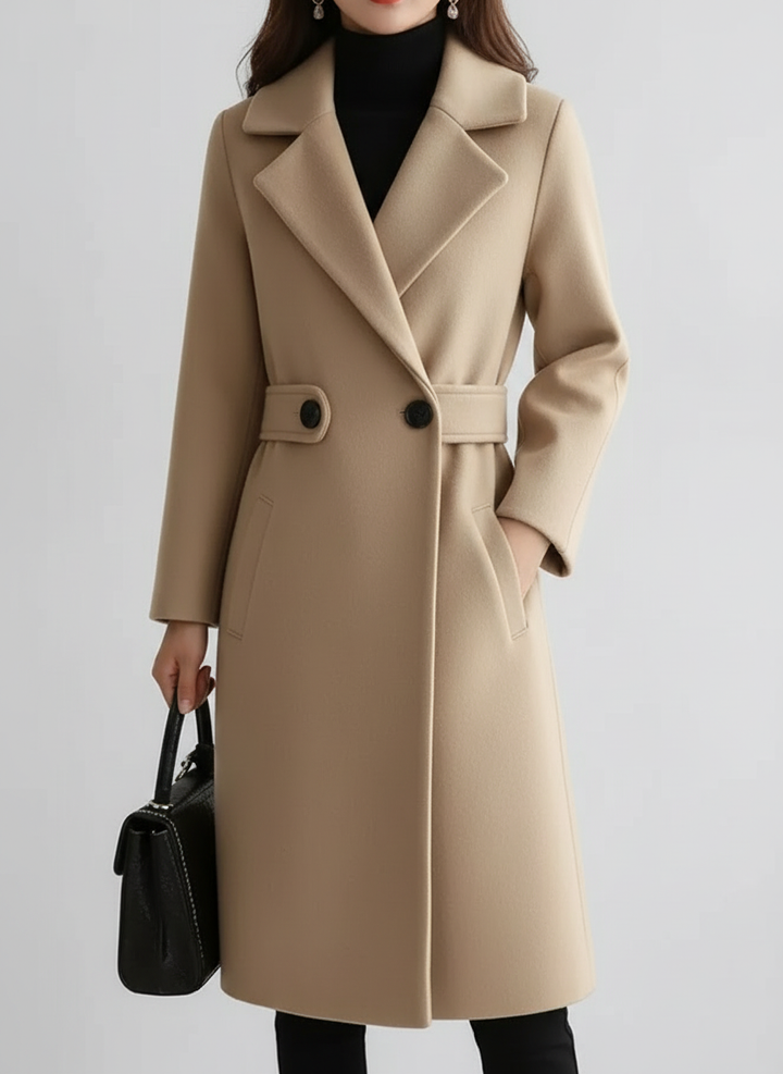 Elara | Women's Trench Coat With Classic Double Breasted Design And Belt
