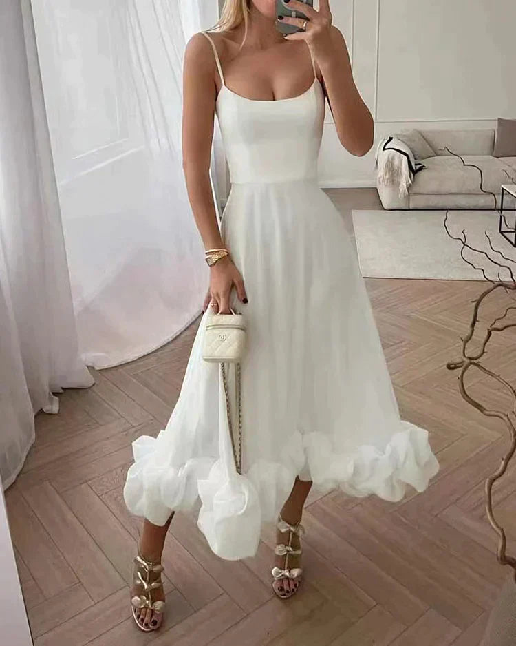Elowen | Women's Bodycon Dress With Spaghetti Straps And Tiered Hem