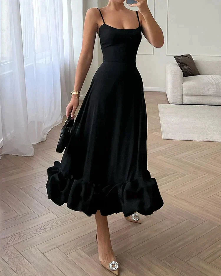 Elowen | Women's Bodycon Dress With Spaghetti Straps And Tiered Hem