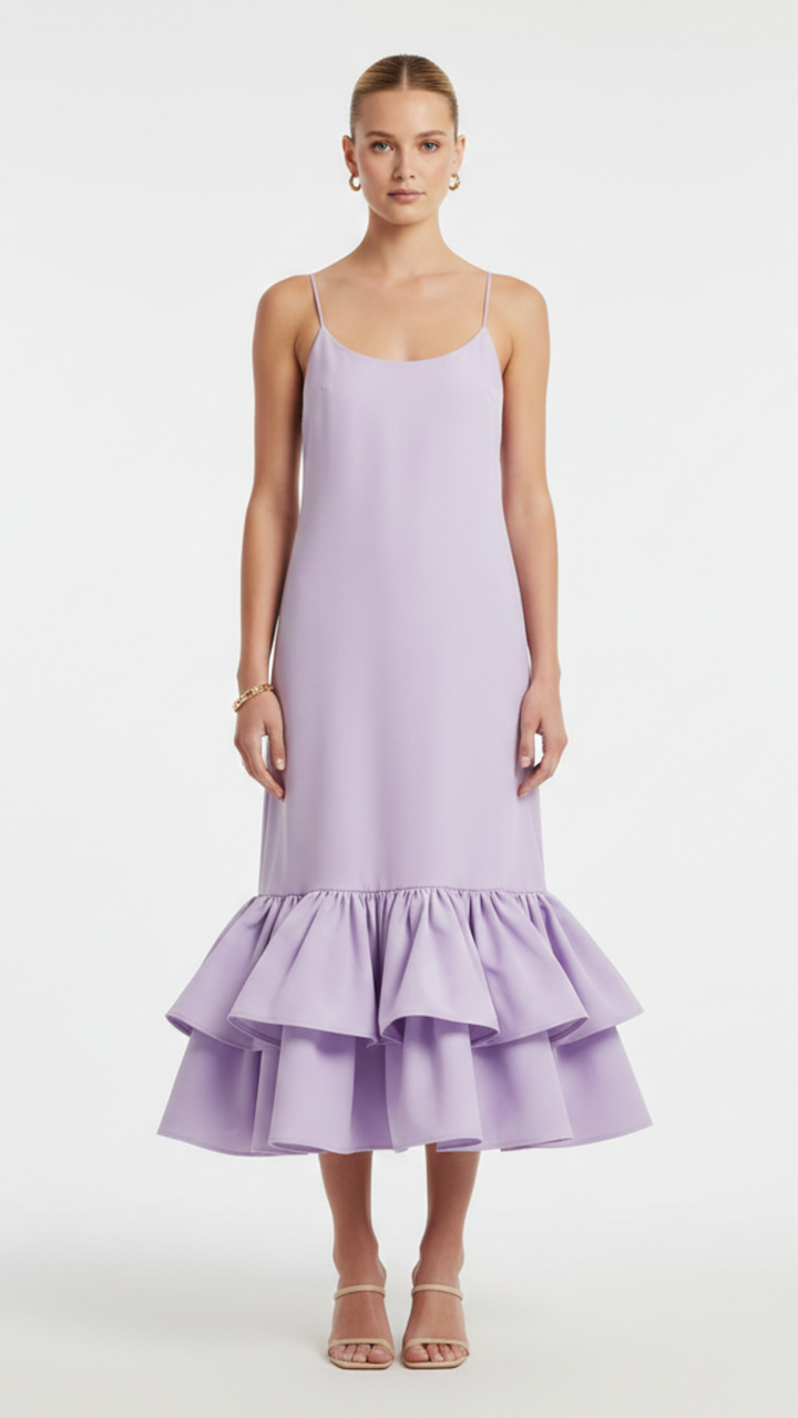 Elowen | Women's Bodycon Dress With Spaghetti Straps And Tiered Hem