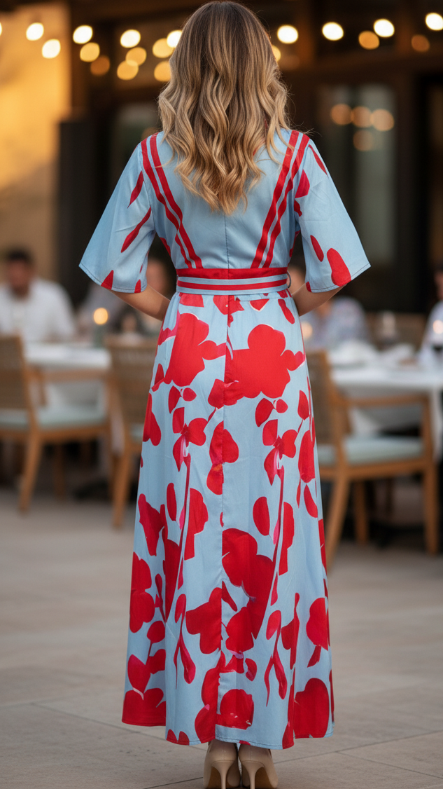 Elowen | Women's Floral Dress With Wrap Front And Front Slit