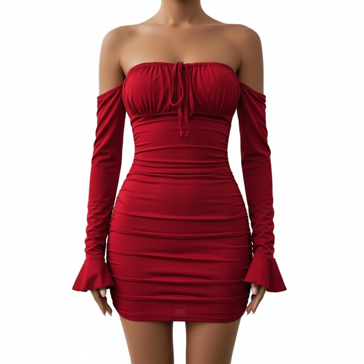 Emma | Women's Bodycon Mini Dress With Ruched Detail And Off-Shoulder Neckline | Chic