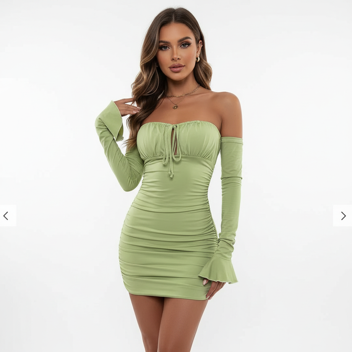 Emma | Women's Bodycon Mini Dress With Ruched Detail And Off-Shoulder Neckline | Chic