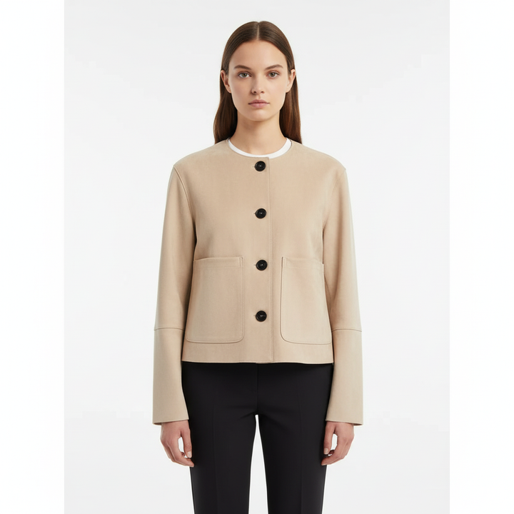 Emma | Women's Bomber Jacket With Front Buttons And Patch Pockets | Minimalist
