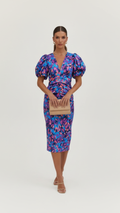 Emma | Women's Cocktail Dress With Puff Sleeves And V-Neckline
