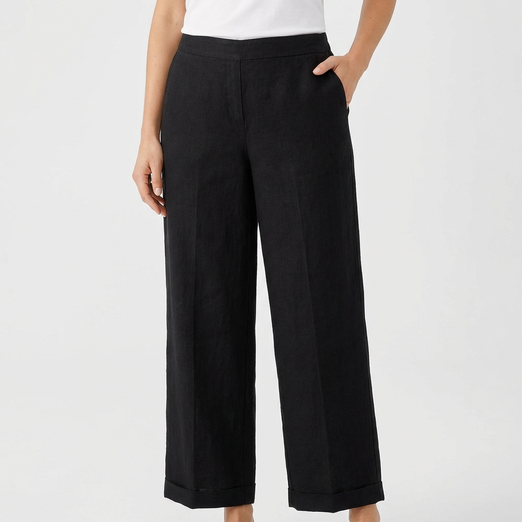 Emma | Women’s Linen Trousers With Straight Leg Silhouette And Side Pockets | Relaxed