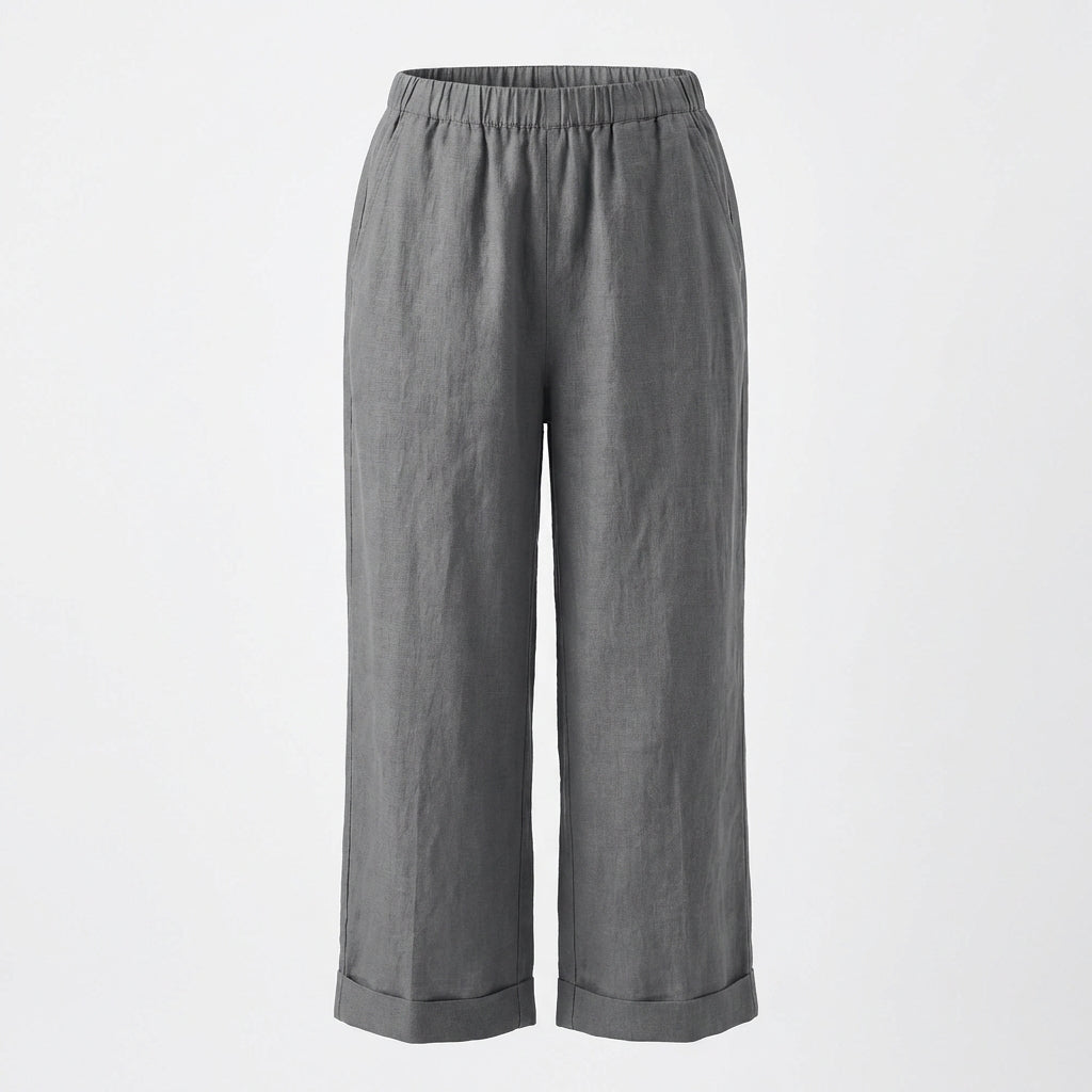Emma | Women’s Linen Trousers With Straight Leg Silhouette And Side Pockets | Relaxed