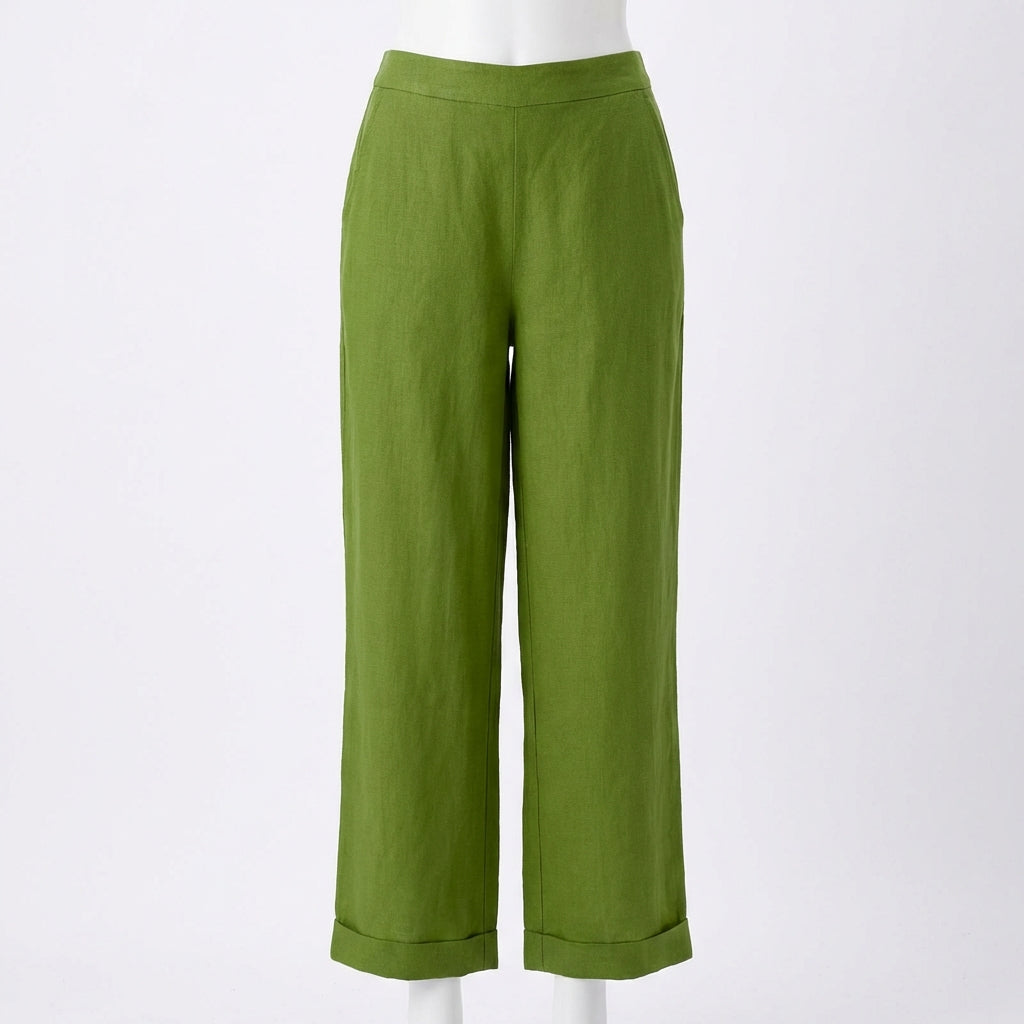 Emma | Women’s Linen Trousers With Straight Leg Silhouette And Side Pockets | Relaxed