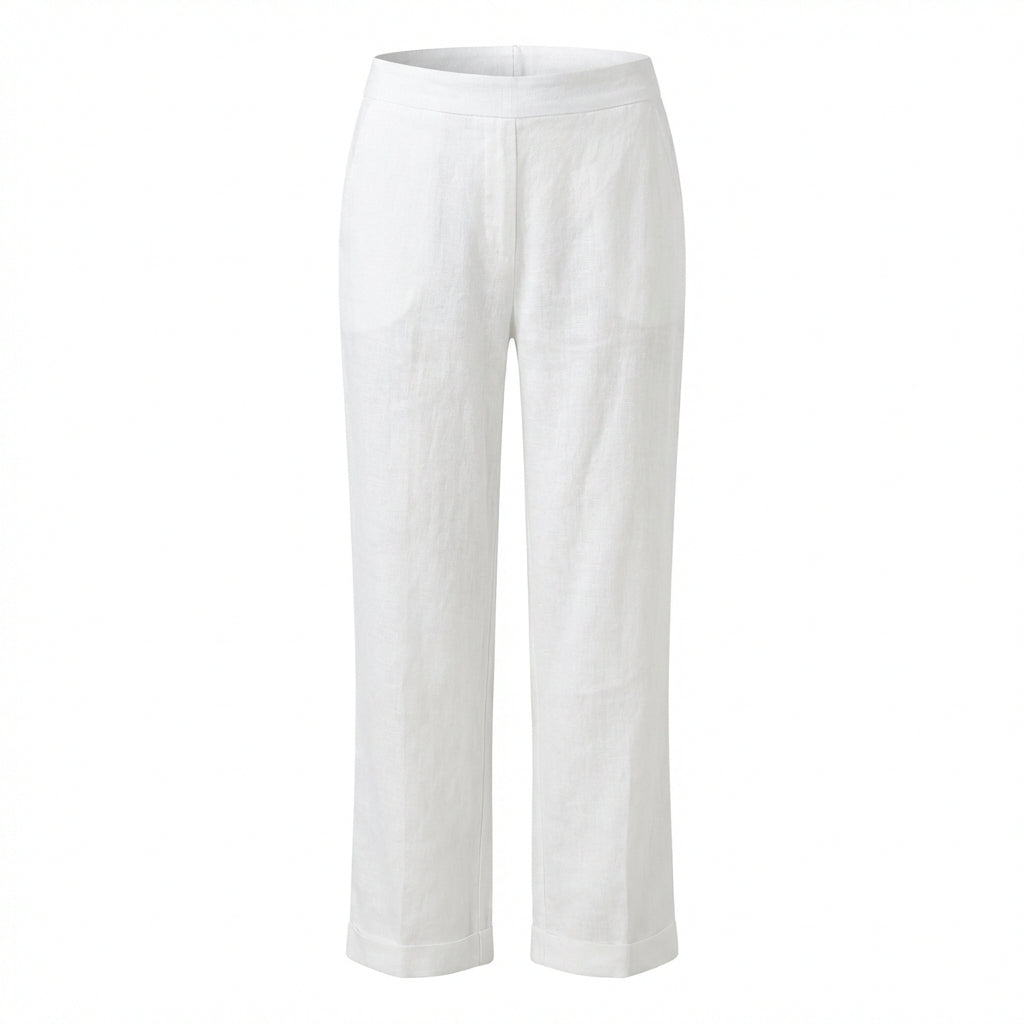 Emma | Women’s Linen Trousers With Straight Leg Silhouette And Side Pockets | Relaxed
