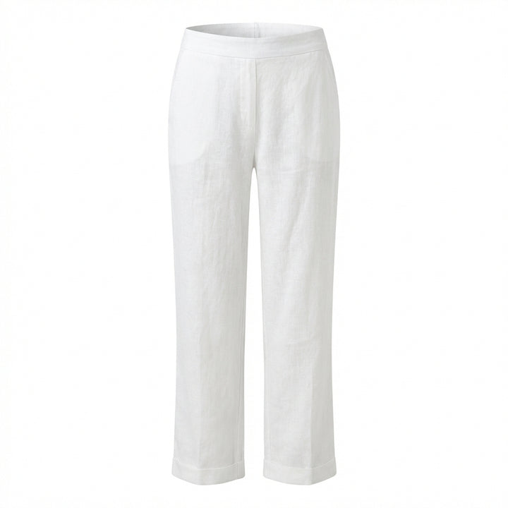 Emma | Women’s Linen Trousers With Straight Leg Silhouette And Side Pockets | Relaxed