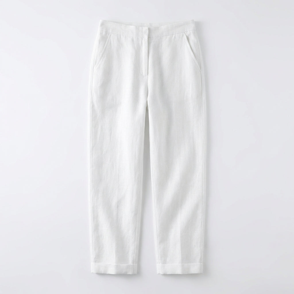 Emma | Women’s Linen Trousers With Straight Leg Silhouette And Side Pockets | Relaxed