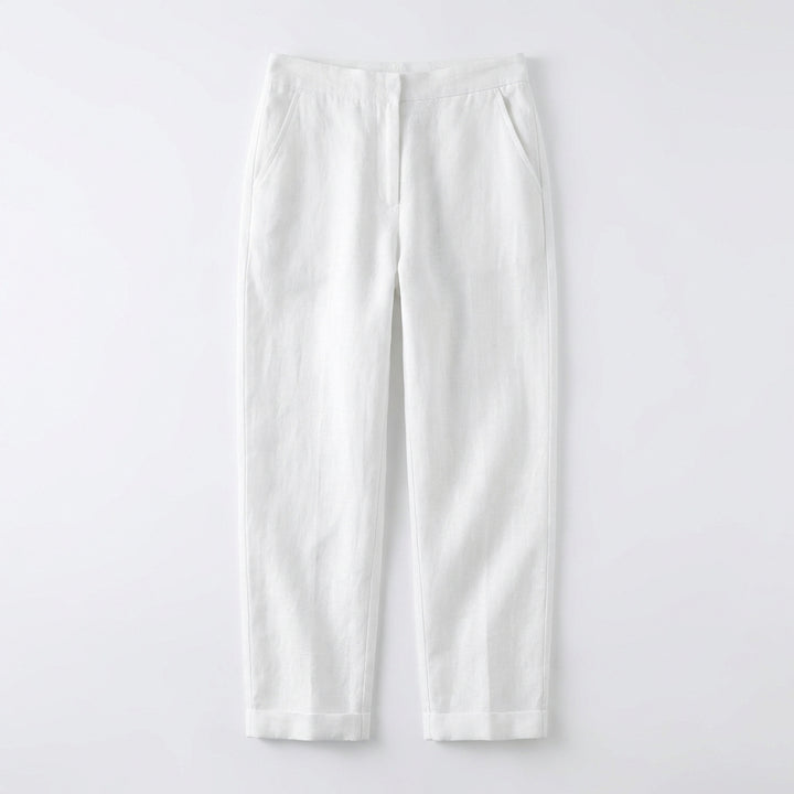 Emma | Women’s Linen Trousers With Straight Leg Silhouette And Side Pockets | Relaxed