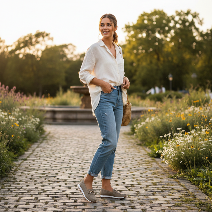 Emma | Women's Loafers With Gold Hardware And Stitch Detail | Casual