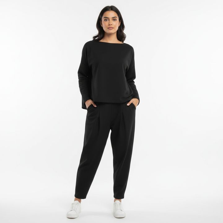 Emma | Women's Outfit Set With Long Sleeve Top And Tapered Pants | Casual
